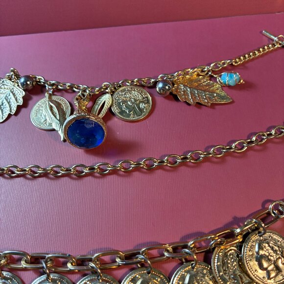 Vintage Bracelets Lot Coins Gypsy comes with Earrings & Heart Locket Mini - Picture 5 of 15